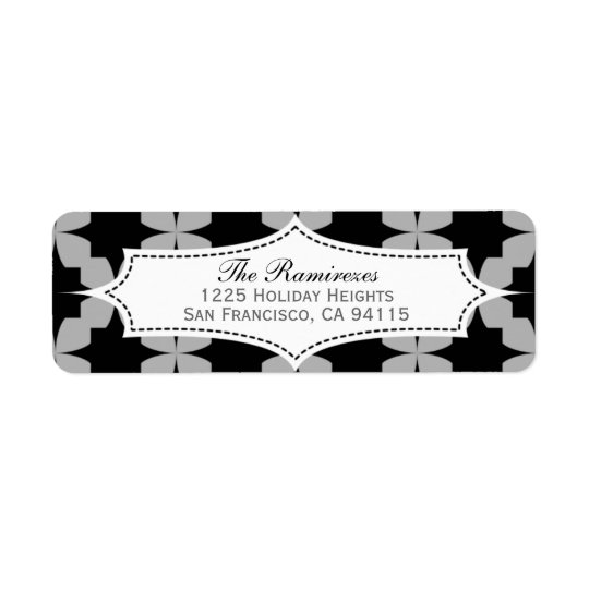 Black Retro Star Address Label