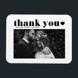 Black Retro Typography Photo Wedding Thank You Magnet<br><div class="desc">Celebrate your love and show gratitude with our customisable photo wedding thank you magnet! This unique keepsake is perfect for reminding your loved ones of your special day while expressing your heartfelt thanks in a memorable way. It features retro bold typography and heart overlay. Personalise it by adding your wedding...</div>