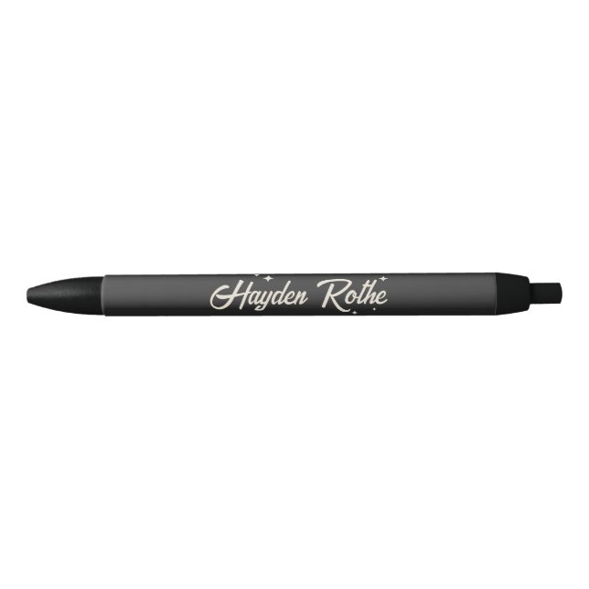  Black Retro Typography Stars Ink Pen (Front)