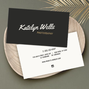 Black Retro Vintage Handwritten Script Typography Business Card