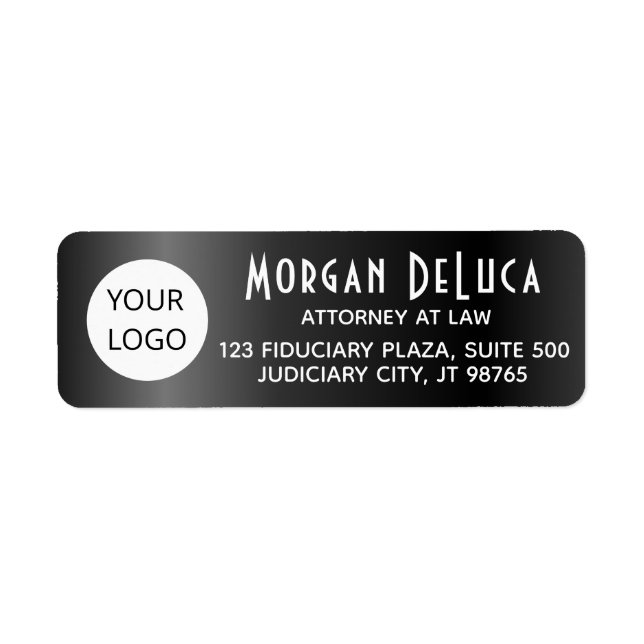 Black Return Address Labels with Logo Template (Front)
