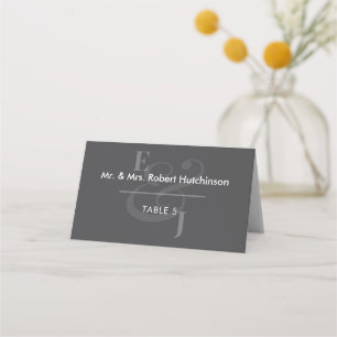 Black Reverse Ampersand Wedding   Folded Seating Place Card