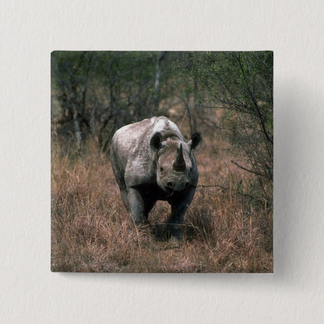 Black Rhino 15 Cm Square Badge (Front)