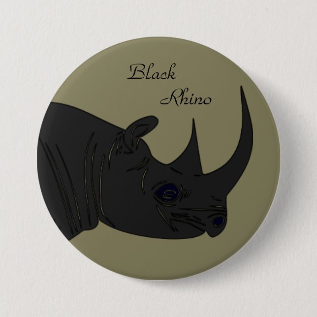 Black Rhino 7.5 Cm Round Badge (Front)