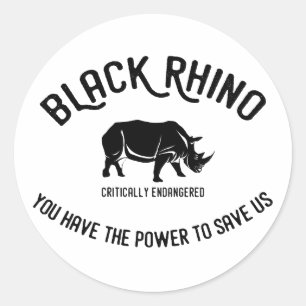 Black rhino animal protection stickers