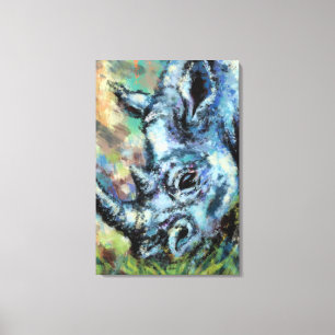 Black Rhino Grazes In Savannah Canvas Print