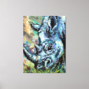 Black Rhino Grazes In Savannah Canvas Print