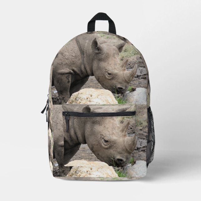 Black Rhino Printed Backpack (Front)