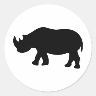 black rhino rhinoceros illustration classic round sticker