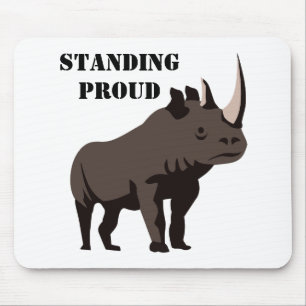 Black Rhino Standing Proud Mouse Mat