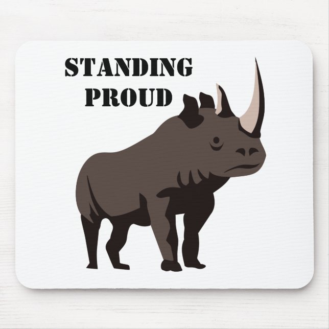 Black Rhino Standing Proud Mouse Mat (Front)