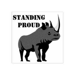 Black Rhino Standing Proud Rubber Stamp