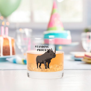 Black Rhino Standing Proud Whiskey Glass