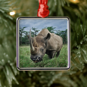 Black Rhinoceros   Kenya Metal Tree Decoration