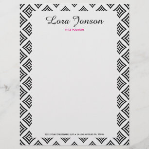 Black Rhomboid Over White Background Custom Letterhead