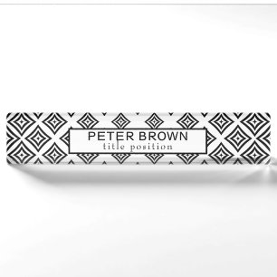 Black Rhomboid Pattern Nameplate