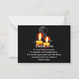 Black Ribbon And Candle After Funeral Thank You Card