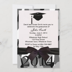 Black  Ribbon And Grey Camo Graduation Invitation