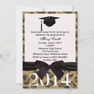 Black Ribbon And Leopard Graduation Invitation