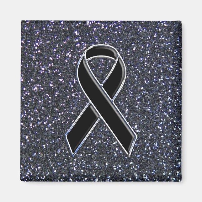 Black Ribbon Awareness Accent Decor Magnet (Front)