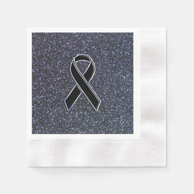 Black Ribbon Awareness Accent Decor Napkin (Front)