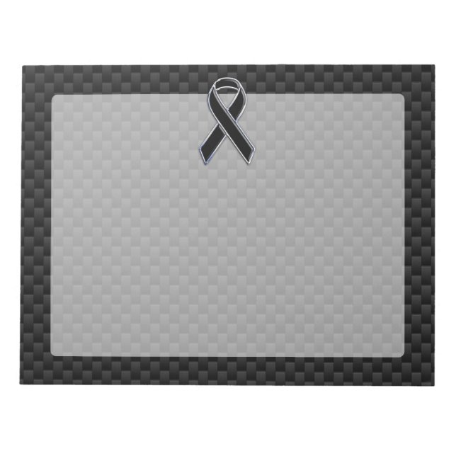 Black Ribbon Awareness Carbon Fiber Decor Notepad (Front)