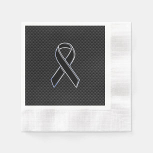 Black Ribbon Awareness Carbon Fibre Decor Napkin