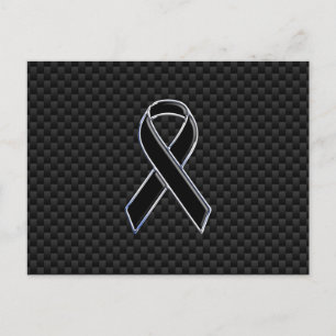 Black Ribbon Awareness Carbon Fibre Decor Postcard
