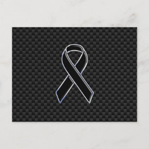 Black Ribbon Awareness Carbon Fibre Decor Postcard