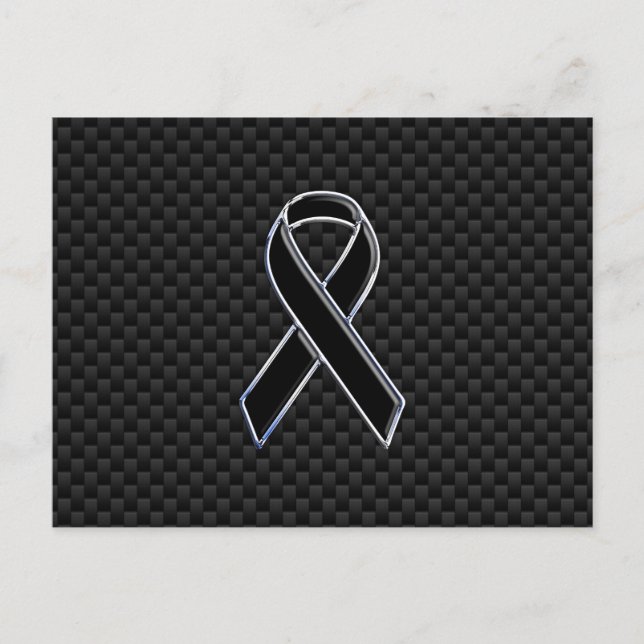 Black Ribbon Awareness Carbon Fibre Decor Postcard (Front)