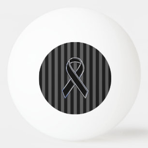 Black Ribbon Awareness on Vertical Stripes Ping Pong Ball