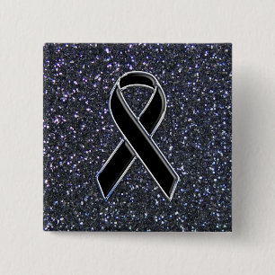 Black Ribbon Awareness Symbol 15 Cm Square Badge