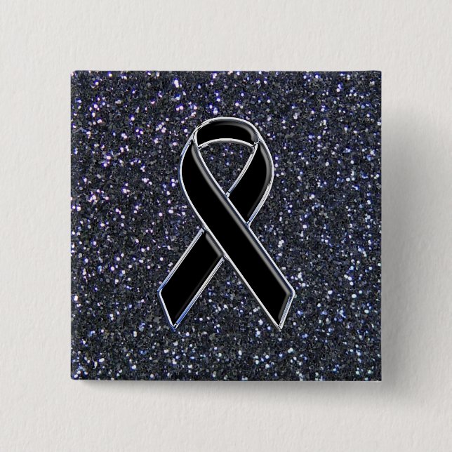 Black Ribbon Awareness Symbol 15 Cm Square Badge (Front)