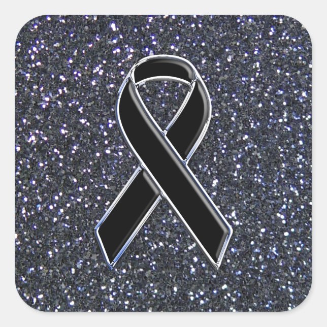 Black Ribbon Awareness Symbol Square Sticker (Front)