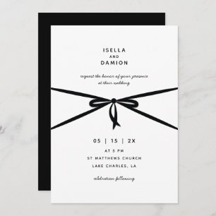 BLACK RIBBON & BOW INVITATION