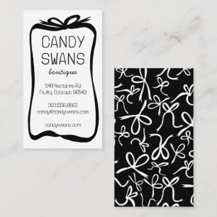 Black Ribbon Bows Sweet Custom Feminine Cute Girly Business Card