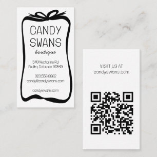 Black Ribbon Bows Sweet Custom QR Code Girly  Business Card