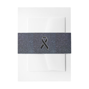 Black Ribbon Decor Invitation Belly Band