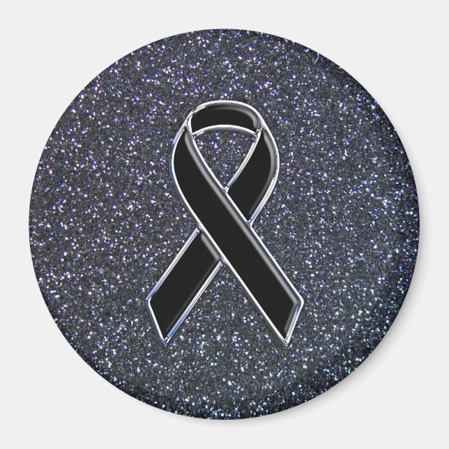 Black Ribbon Decor Magnet (Front)
