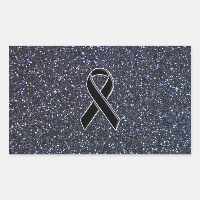 Black Ribbon Decor Rectangular Sticker (Front)
