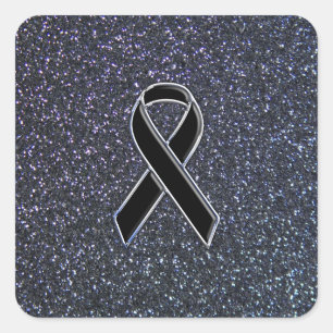 Black Ribbon Decor Square Sticker