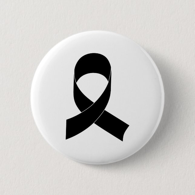 Black Ribbon Drawing 6 Cm Round Badge (Front)