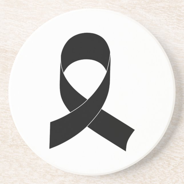 Black Ribbon Drawing Coaster (Front)