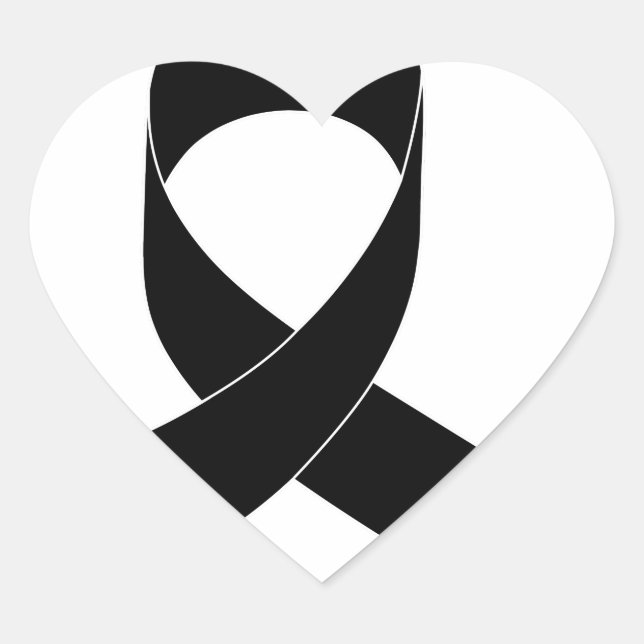 Black Ribbon Drawing Heart Sticker (Front)