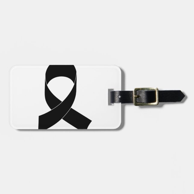 Black Ribbon Drawing Luggage Tag (Front Horizontal)