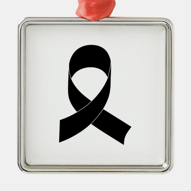 Black Ribbon Drawing Metal Tree Decoration (Front)