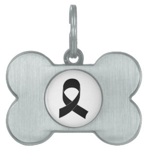 Black Ribbon Drawing Pet ID Tag