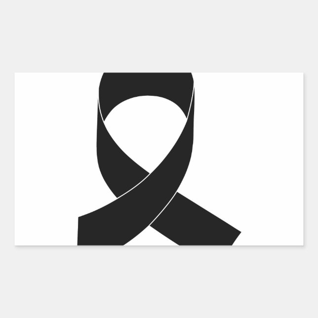 Black Ribbon Drawing Rectangular Sticker (Front)