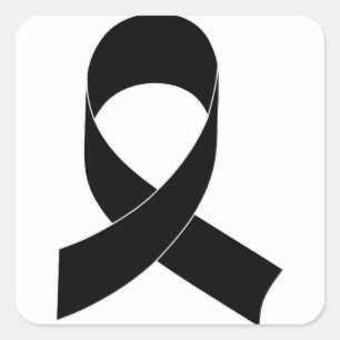 Black Ribbon Drawing Square Sticker