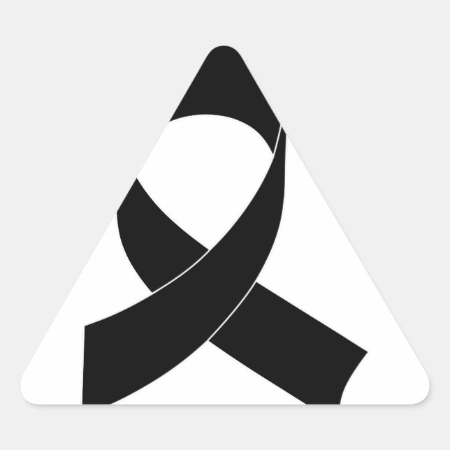 Black Ribbon Drawing Triangle Sticker (Front)